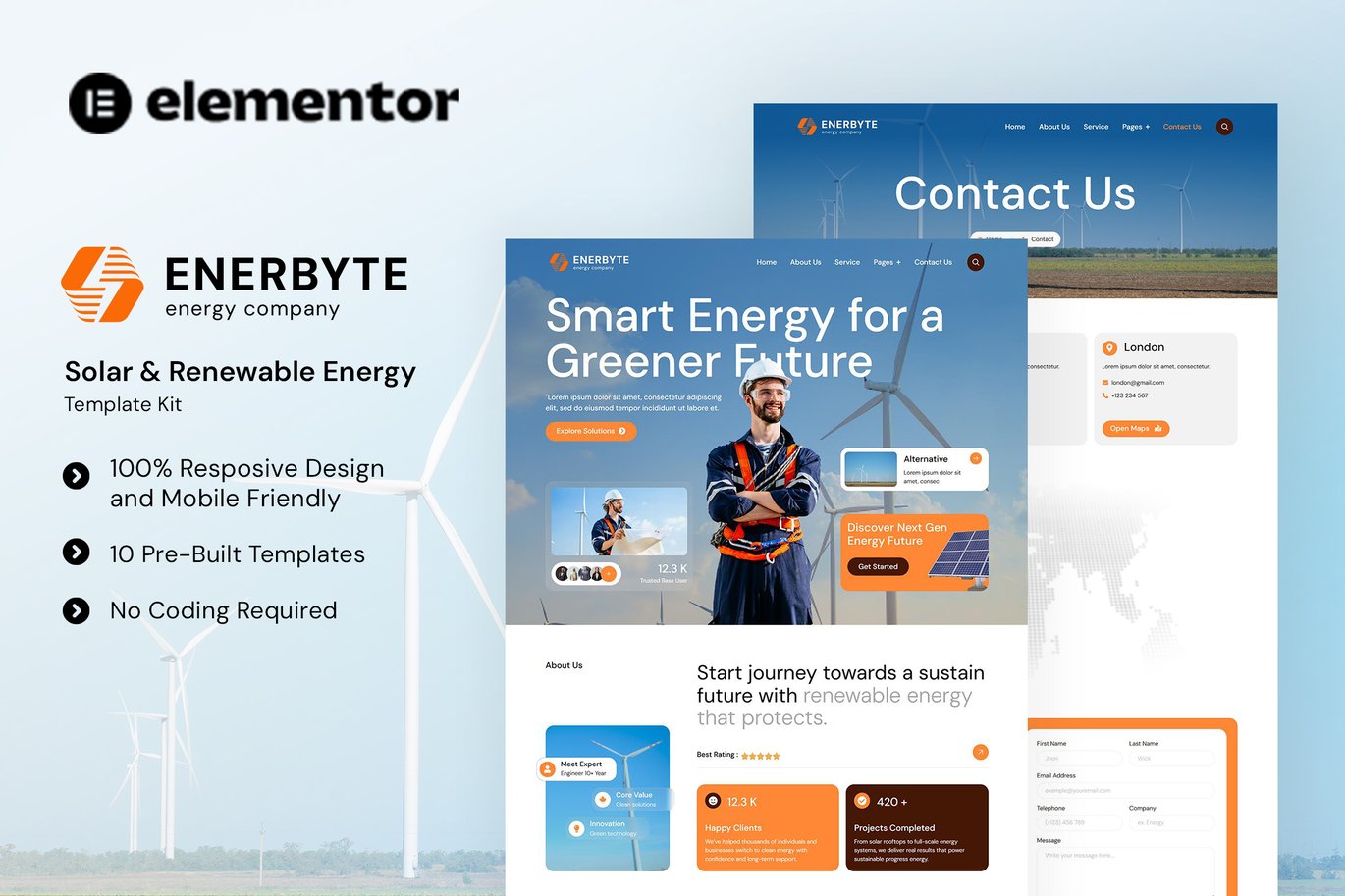 Enerbyte – Solar and Renewable Energy Elementor Template Kit